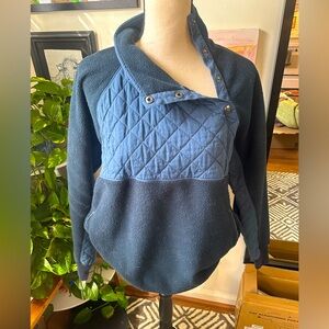 Abercrombie fleece quilted half button pullover jacket